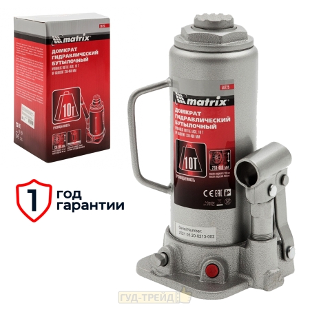 Домкрат бутылочный 10 т (230-460 мм) Matrix 50725