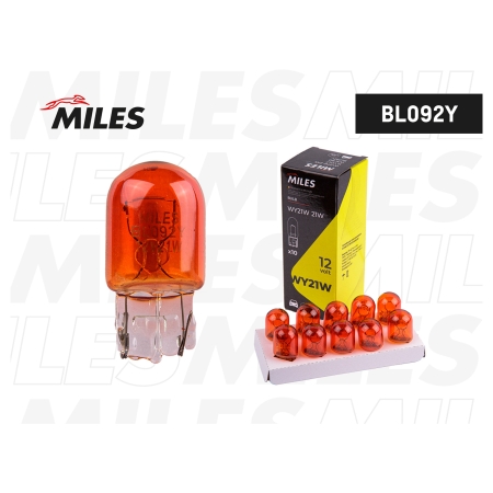Лампа WY21W (WX3x16d, T20) 12V 21W Оранж. Miles