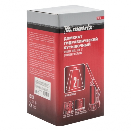 Домкрат бутылочный 2 т (181-345 мм) Matrix Master 50715